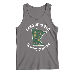 Land of 10000 Learing Centers Funny Minnesota Meme Tank Top Viral Education Typo Parody TS02 Deep Heather Print Your Wear