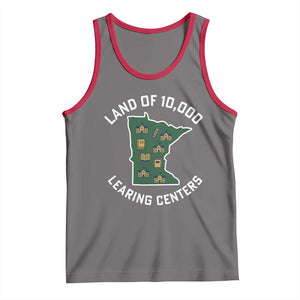 Land of 10000 Learing Centers Funny Minnesota Meme Tank Top Viral Education Typo Parody TS02 Deep Heather Red Print Your Wear