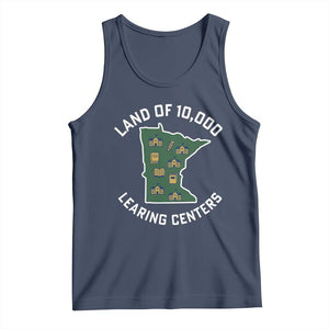 Land of 10000 Learing Centers Funny Minnesota Meme Tank Top Viral Education Typo Parody TS02 Navy Print Your Wear
