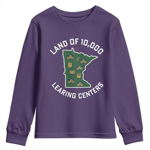 Land of 10000 Learing Centers Funny Minnesota Meme Youth Sweatshirt Viral Education Typo Parody TS02 Purple Print Your Wear