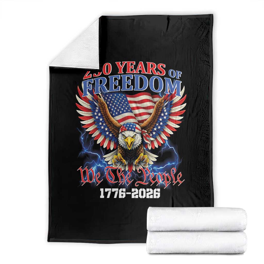 250 Years of Freedom 1776 2026 Patriotic Eagle Throw Blanket We The People USA Semiquincentennial TS02 Black Print Your Wear