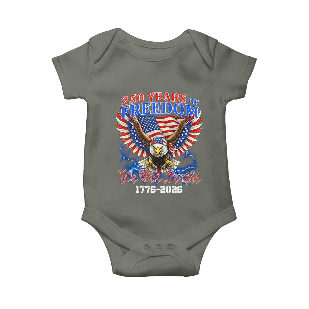 250 Years of Freedom 1776 2026 Patriotic Eagle Baby Onesie We The People USA Semiquincentennial TS02 Military Green Print Your Wear