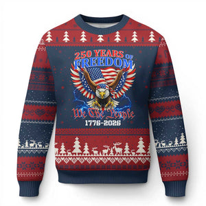 250 Years of Freedom 1776 2026 Patriotic Eagle Ugly Christmas Sweater We The People USA Semiquincentennial TS02 Navy Red Print Your Wear