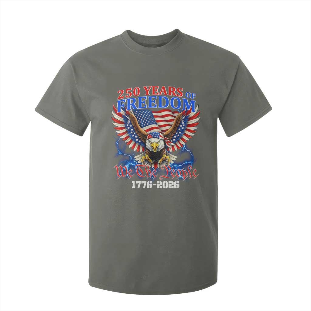 250 Years of Freedom 1776 2026 Patriotic Eagle T Shirt For Kid We The People USA Semiquincentennial TS02 Military Green Print Your Wear