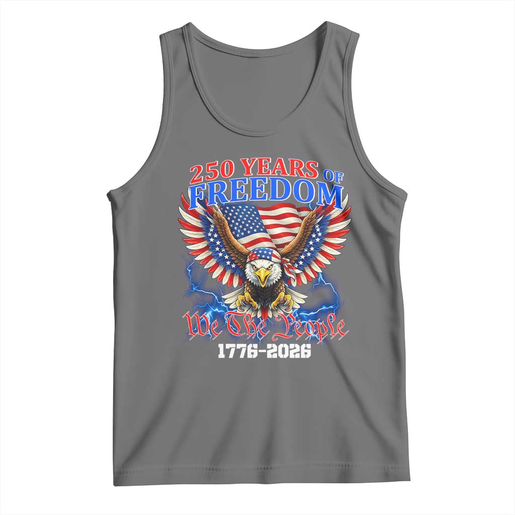 250 Years of Freedom 1776 2026 Patriotic Eagle Tank Top We The People USA Semiquincentennial TS02 Black Heather Print Your Wear