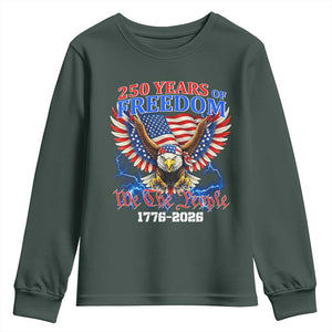 250 Years of Freedom 1776 2026 Patriotic Eagle Youth Sweatshirt We The People USA Semiquincentennial TS02 Dark Forest Green Print Your Wear