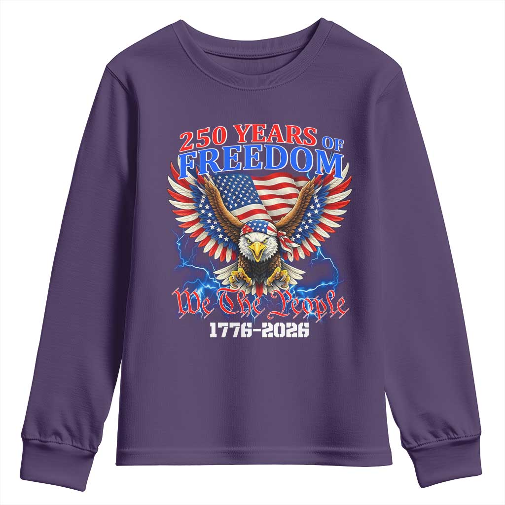 250 Years of Freedom 1776 2026 Patriotic Eagle Youth Sweatshirt We The People USA Semiquincentennial TS02 Purple Print Your Wear