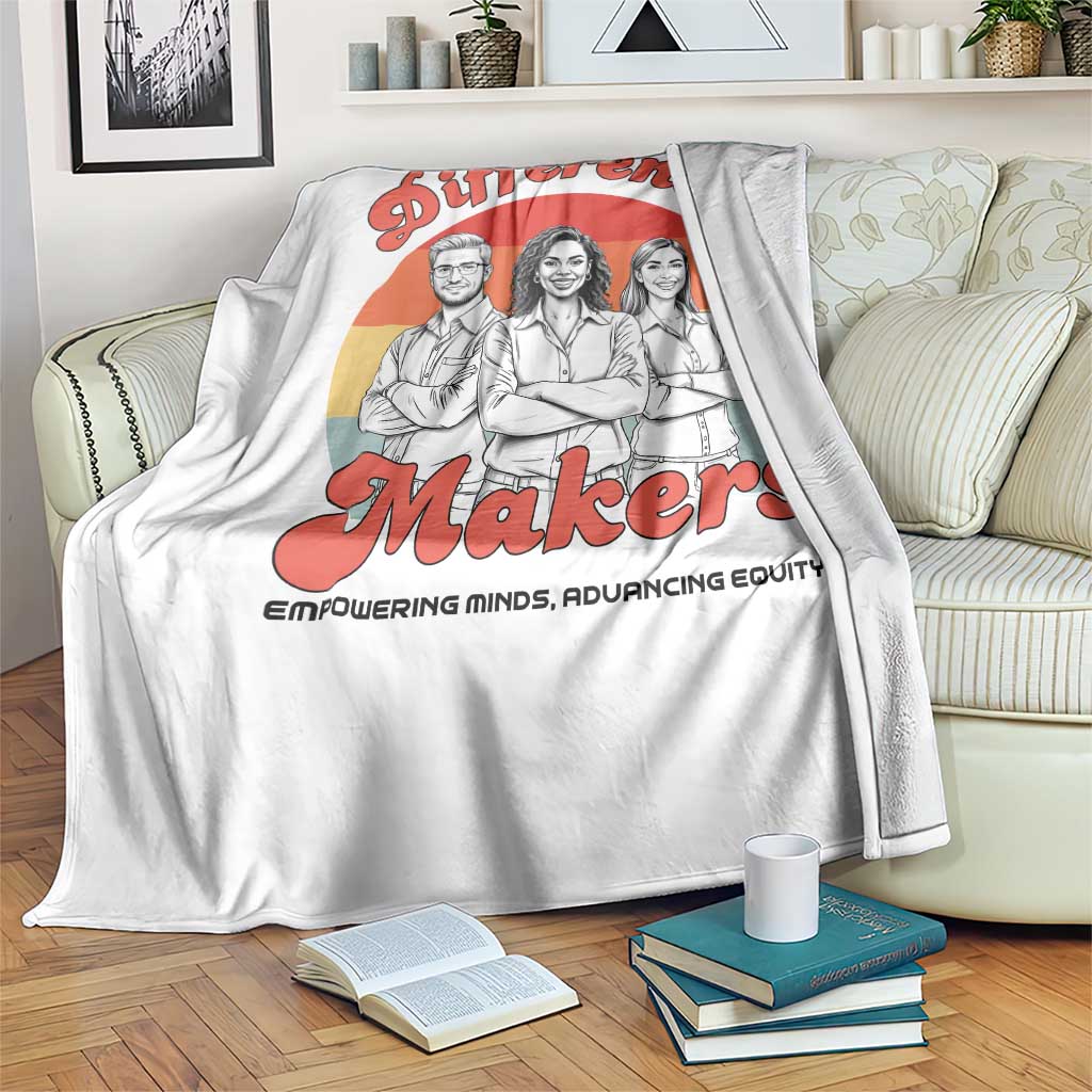 Difference Makers Teacher Appreciation Throw Blanket Empowering Minds & Advancing Equity Retro Educator TS02 Print Your Wear
