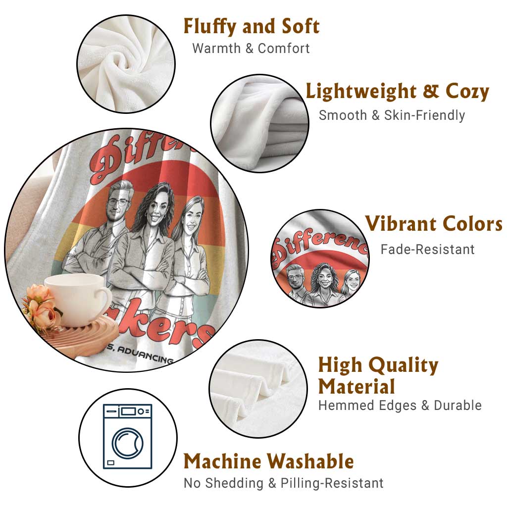 Difference Makers Teacher Appreciation Throw Blanket Empowering Minds & Advancing Equity Retro Educator TS02 Print Your Wear