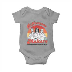 Difference Makers Teacher Appreciation Baby Onesie Empowering Minds & Advancing Equity Retro Educator TS02 Sport Gray Print Your Wear