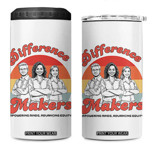 Difference Makers Teacher Appreciation 4 in 1 Can Cooler Tumbler Empowering Minds & Advancing Equity Retro Educator TS02 One Size: 16 oz White Print Your Wear