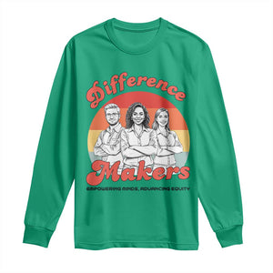 Difference Makers Teacher Appreciation Long Sleeve Shirt Empowering Minds & Advancing Equity Retro Educator TS02 Irish Green Print Your Wear