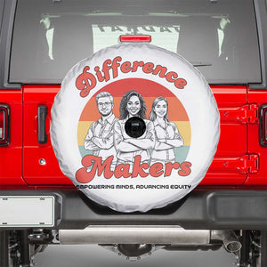 Difference Makers Teacher Appreciation Spare Tire Cover Empowering Minds & Advancing Equity Retro Educator TS02 White Print Your Wear