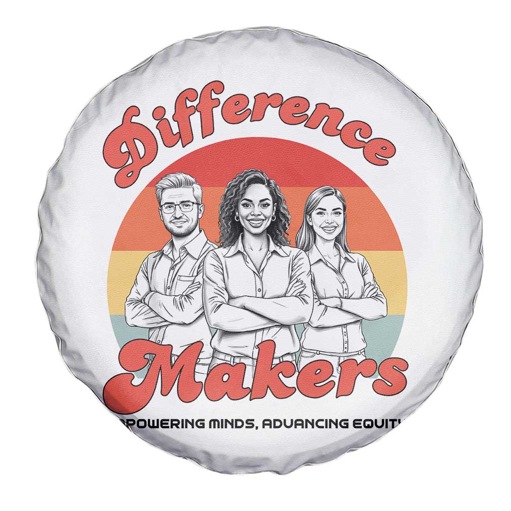 Difference Makers Teacher Appreciation Spare Tire Cover Empowering Minds & Advancing Equity Retro Educator TS02 Print Your Wear