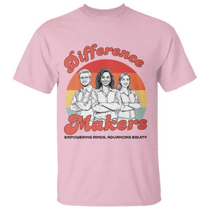 Difference Makers Teacher Appreciation T Shirt Empowering Minds & Advancing Equity Retro Educator TS02 Light Pink Print Your Wear