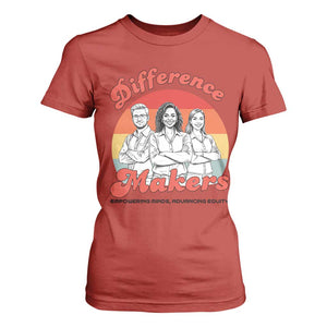 Difference Makers Teacher Appreciation T Shirt For Women Empowering Minds & Advancing Equity Retro Educator TS02 Red Print Your Wear