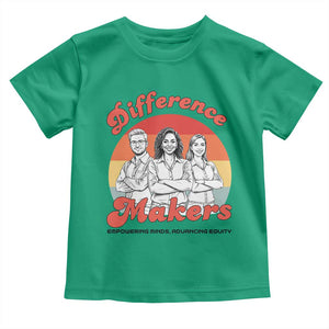 Difference Makers Teacher Appreciation Toddler T Shirt Empowering Minds & Advancing Equity Retro Educator TS02 Irish Green Print Your Wear