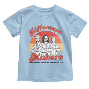 Difference Makers Teacher Appreciation Toddler T Shirt Empowering Minds & Advancing Equity Retro Educator TS02 Light Blue Print Your Wear