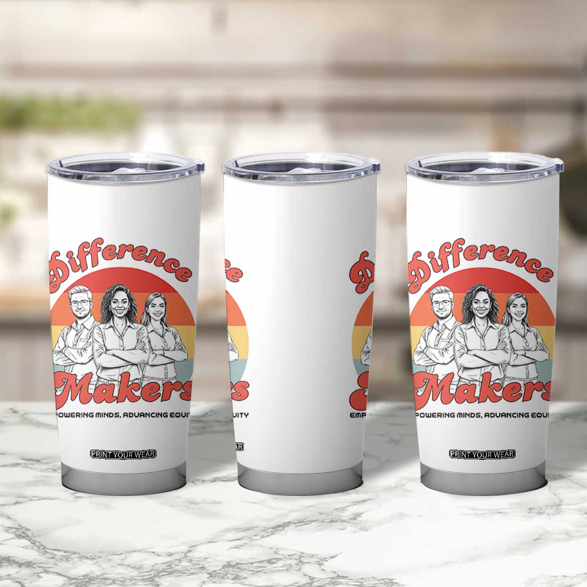 Difference Makers Teacher Appreciation Tumbler Cup Empowering Minds & Advancing Equity Retro Educator TS02 Print Your Wear