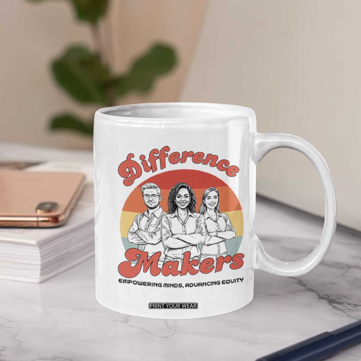 Difference Makers Teacher Appreciation Coffee Mug Empowering Minds & Advancing Equity Retro Educator TS02 Print Your Wear