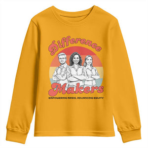 Difference Makers Teacher Appreciation Youth Sweatshirt Empowering Minds & Advancing Equity Retro Educator TS02 Gold Print Your Wear
