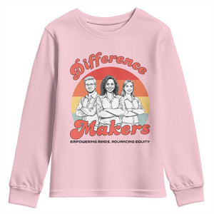 Difference Makers Teacher Appreciation Youth Sweatshirt Empowering Minds & Advancing Equity Retro Educator TS02 Light Pink Print Your Wear