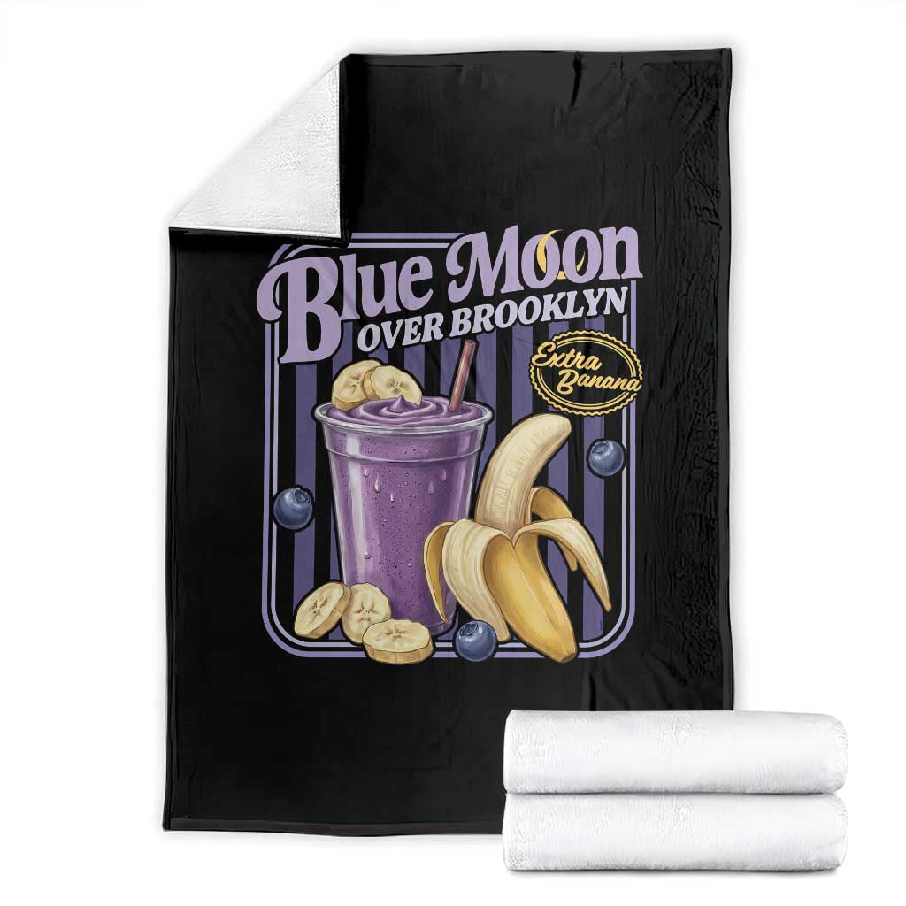 Blue Moon Over Brooklyn Banana Smoothie Aesthetic Throw Blanket Extra Banana Hockey Romance Retro Style TS02 Black Print Your Wear
