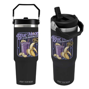 Blue Moon Over Brooklyn Banana Smoothie Aesthetic Flip Straw Tumbler Extra Banana Hockey Romance Retro Style TS02 One Size: 30 oz Black Print Your Wear