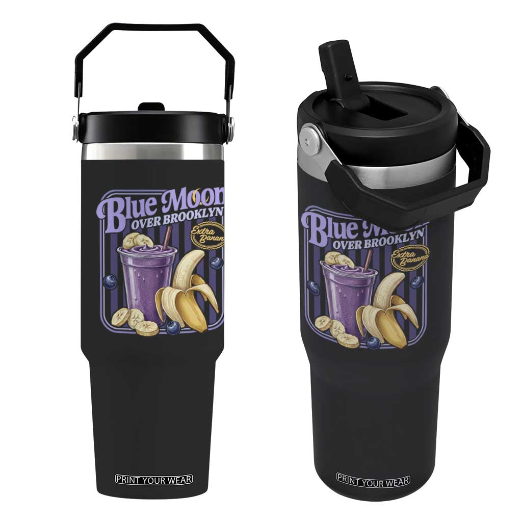 Blue Moon Over Brooklyn Banana Smoothie Aesthetic Flip Straw Tumbler Extra Banana Hockey Romance Retro Style TS02 One Size: 30 oz Black Print Your Wear