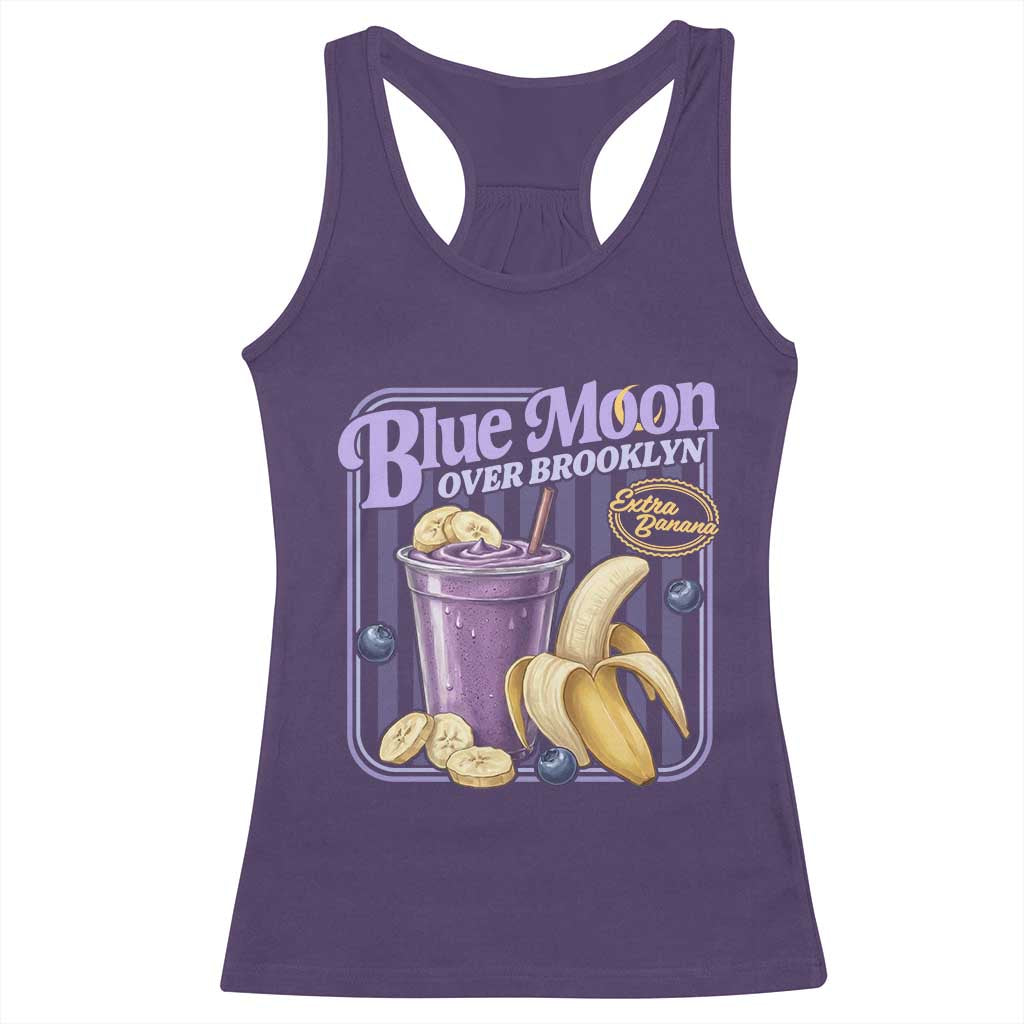 Blue Moon Over Brooklyn Banana Smoothie Aesthetic Racerback Tank Top Extra Banana Hockey Romance Retro Style TS02 Purple Print Your Wear