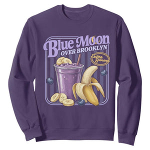 Blue Moon Over Brooklyn Banana Smoothie Aesthetic Sweatshirt Extra Banana Hockey Romance Retro Style TS02 Purple Print Your Wear
