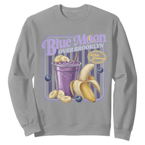 Blue Moon Over Brooklyn Banana Smoothie Aesthetic Sweatshirt Extra Banana Hockey Romance Retro Style TS02 Sport Gray Print Your Wear