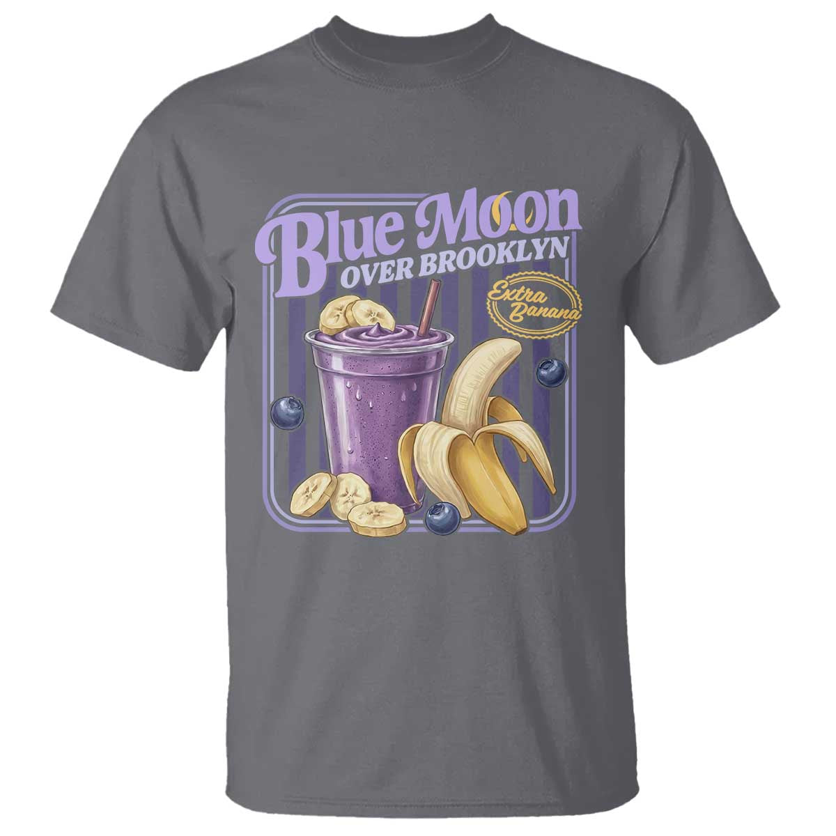 Blue Moon Over Brooklyn Banana Smoothie Aesthetic T Shirt Extra Banana Hockey Romance Retro Style TS02 Charcoal Print Your Wear