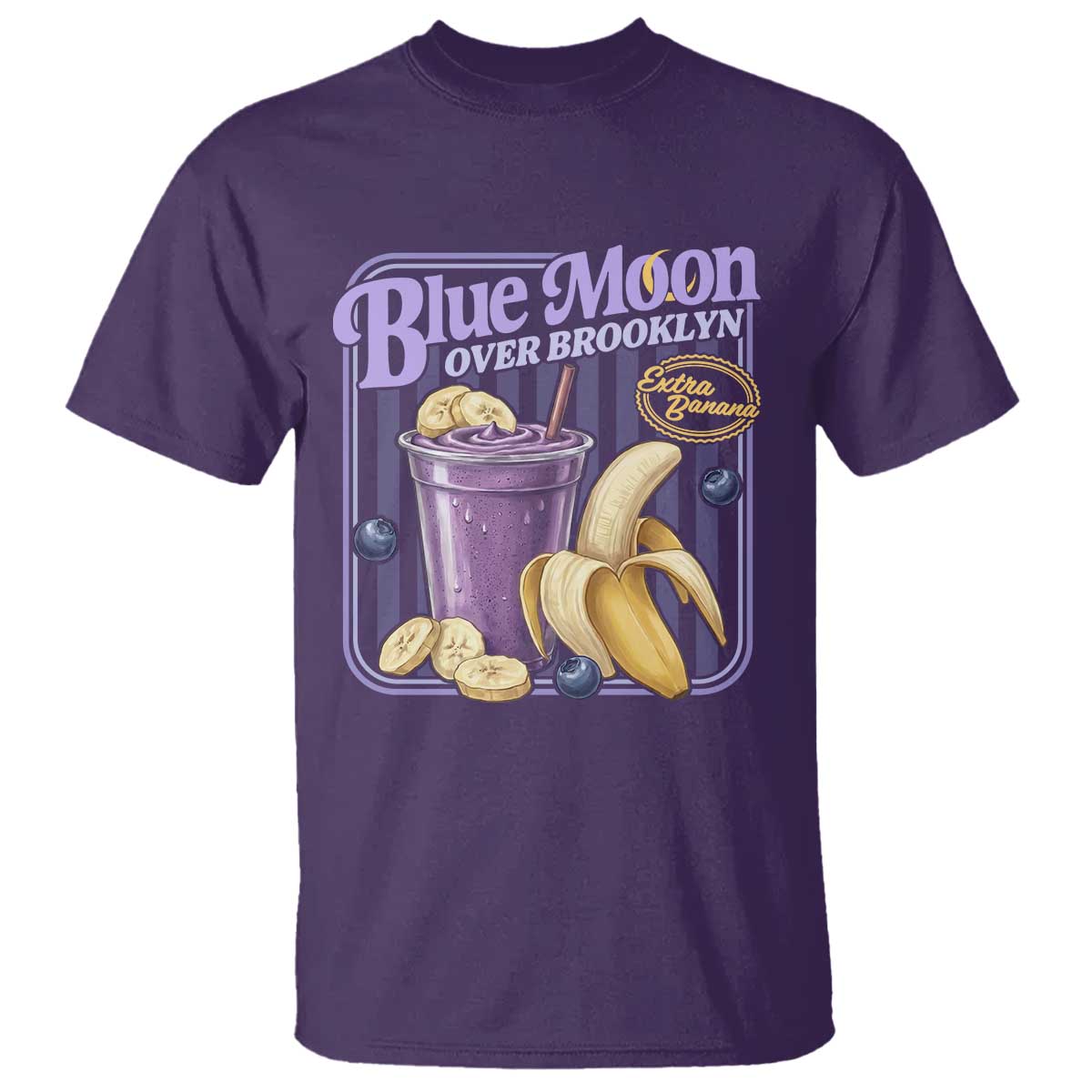 Blue Moon Over Brooklyn Banana Smoothie Aesthetic T Shirt Extra Banana Hockey Romance Retro Style TS02 Purple Print Your Wear
