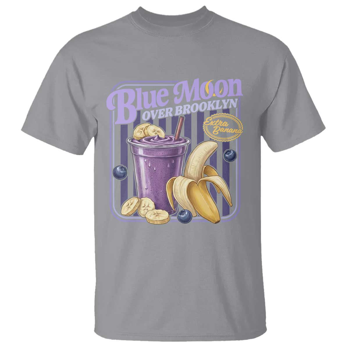 Blue Moon Over Brooklyn Banana Smoothie Aesthetic T Shirt Extra Banana Hockey Romance Retro Style TS02 Sport Gray Print Your Wear