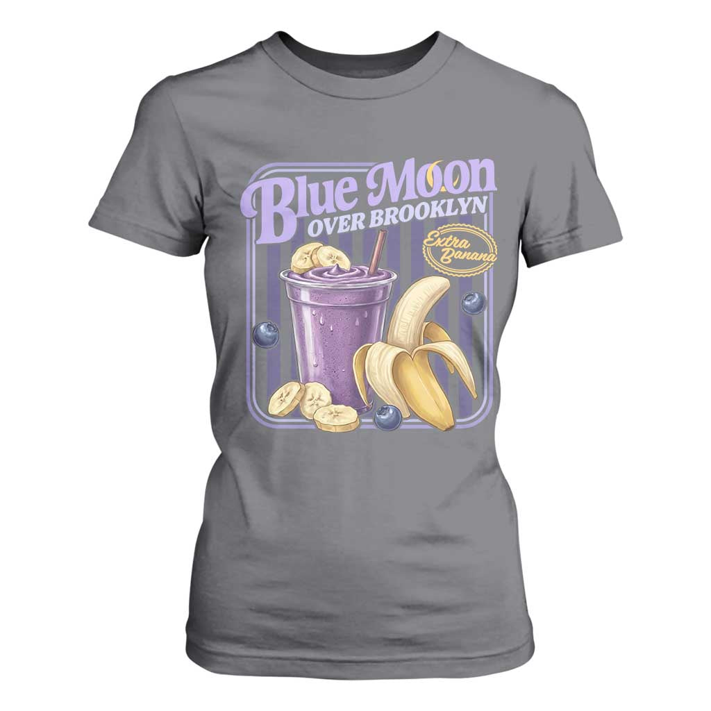 Blue Moon Over Brooklyn Banana Smoothie Aesthetic T Shirt For Women Extra Banana Hockey Romance Retro Style TS02 Charcoal Print Your Wear