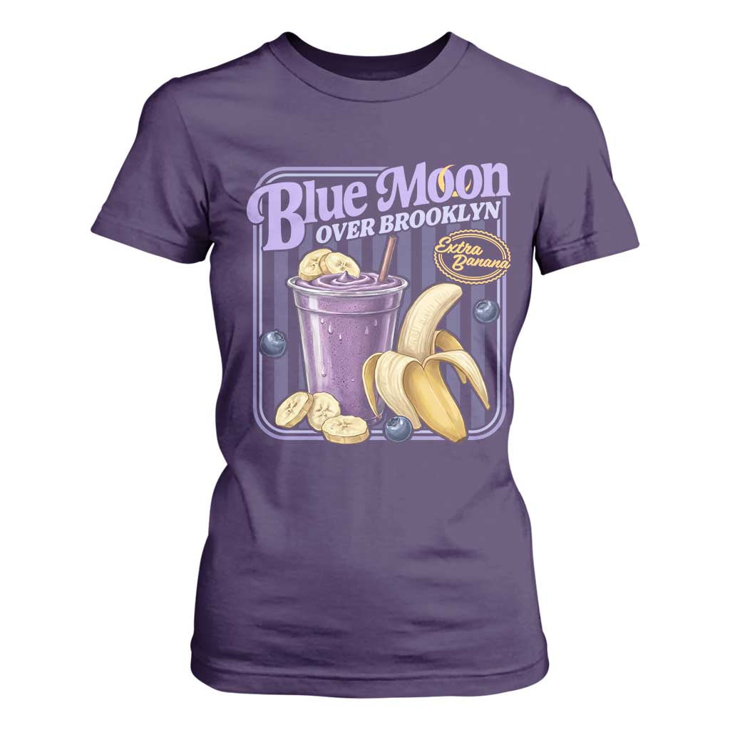 Blue Moon Over Brooklyn Banana Smoothie Aesthetic T Shirt For Women Extra Banana Hockey Romance Retro Style TS02 Purple Print Your Wear