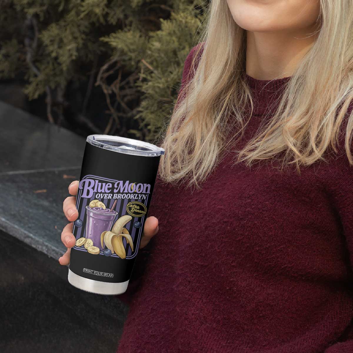 Blue Moon Over Brooklyn Banana Smoothie Aesthetic Tumbler Cup Extra Banana Hockey Romance Retro Style TS02 Print Your Wear
