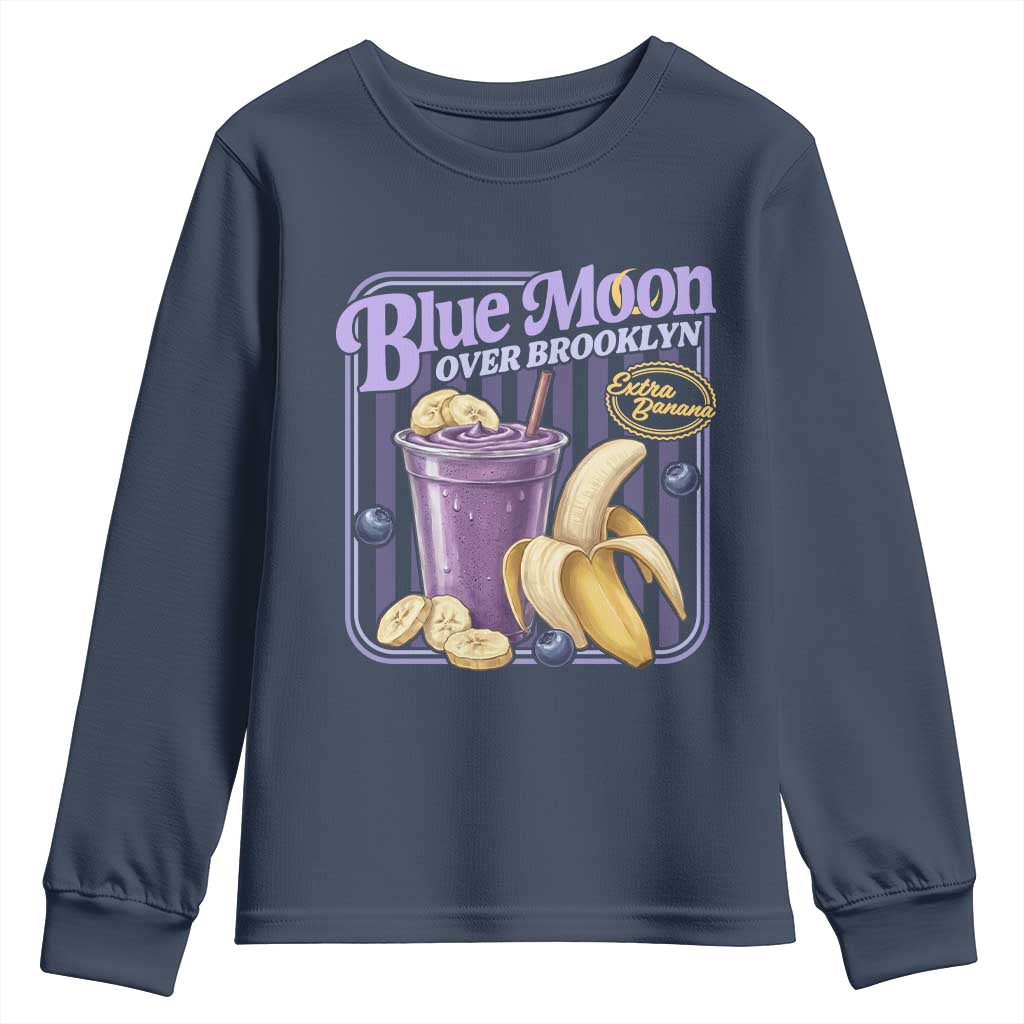 Blue Moon Over Brooklyn Banana Smoothie Aesthetic Youth Sweatshirt Extra Banana Hockey Romance Retro Style TS02 Navy Print Your Wear