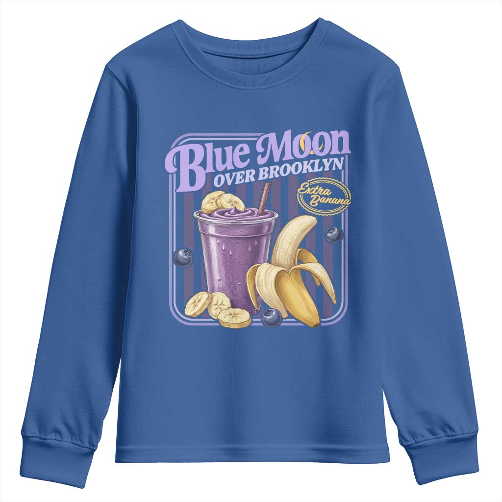 Blue Moon Over Brooklyn Banana Smoothie Aesthetic Youth Sweatshirt Extra Banana Hockey Romance Retro Style TS02 Royal Blue Print Your Wear