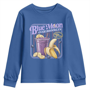 Blue Moon Over Brooklyn Banana Smoothie Aesthetic Youth Sweatshirt Extra Banana Hockey Romance Retro Style TS02 Royal Blue Print Your Wear