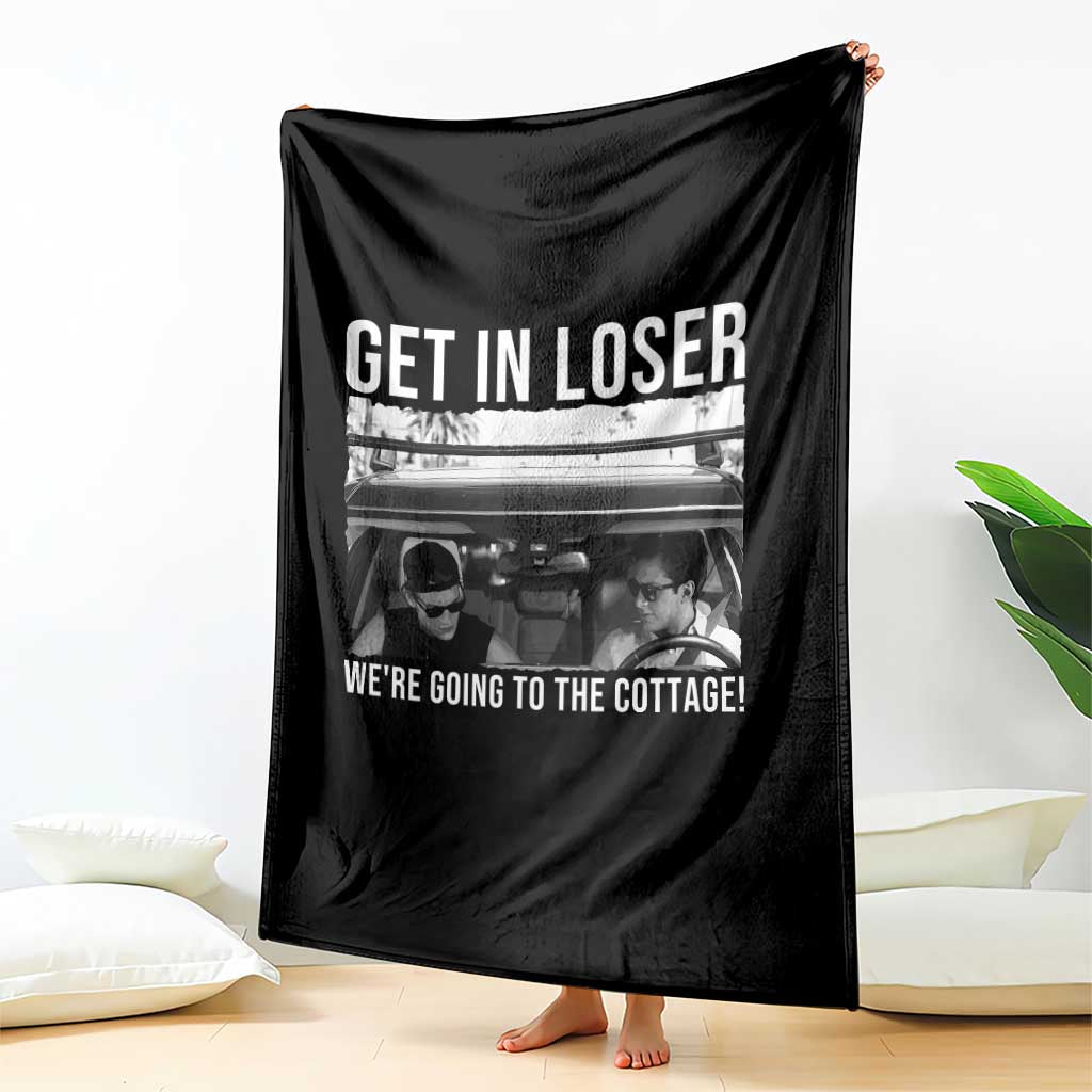 Get In Loser We're Going To The Cottage Throw Blanket Funny Hockey Romance Road Trip Summer TS02 Print Your Wear