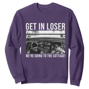 Get In Loser We're Going To The Cottage Sweatshirt Funny Hockey Romance Road Trip Summer TS02 Purple Print Your Wear