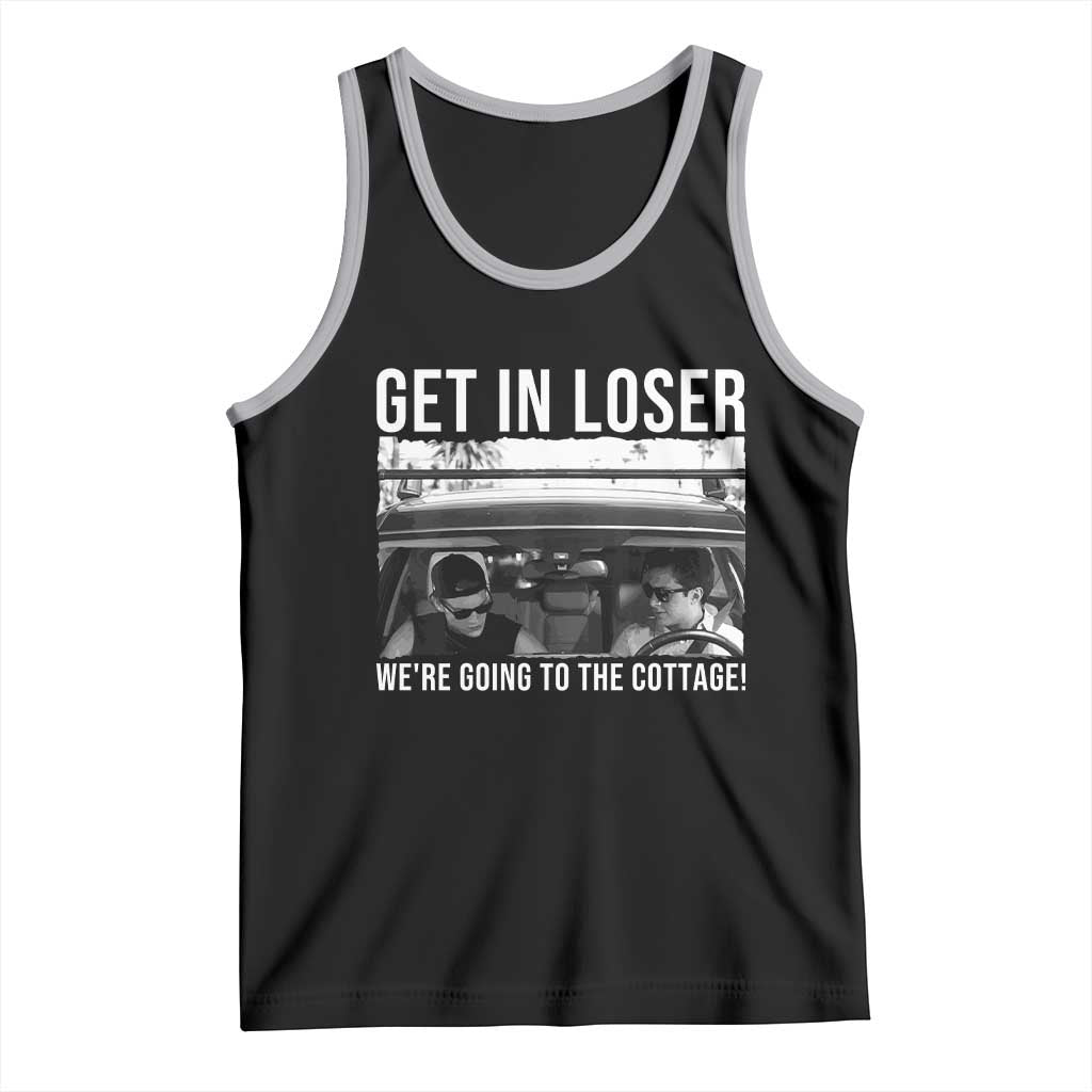 Get In Loser We're Going To The Cottage Tank Top Funny Hockey Romance Road Trip Summer TS02 Black Athletic Heather Print Your Wear