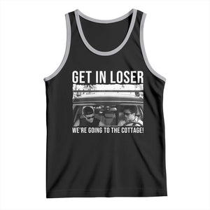 Get In Loser We're Going To The Cottage Tank Top Funny Hockey Romance Road Trip Summer TS02 Black Athletic Heather Print Your Wear
