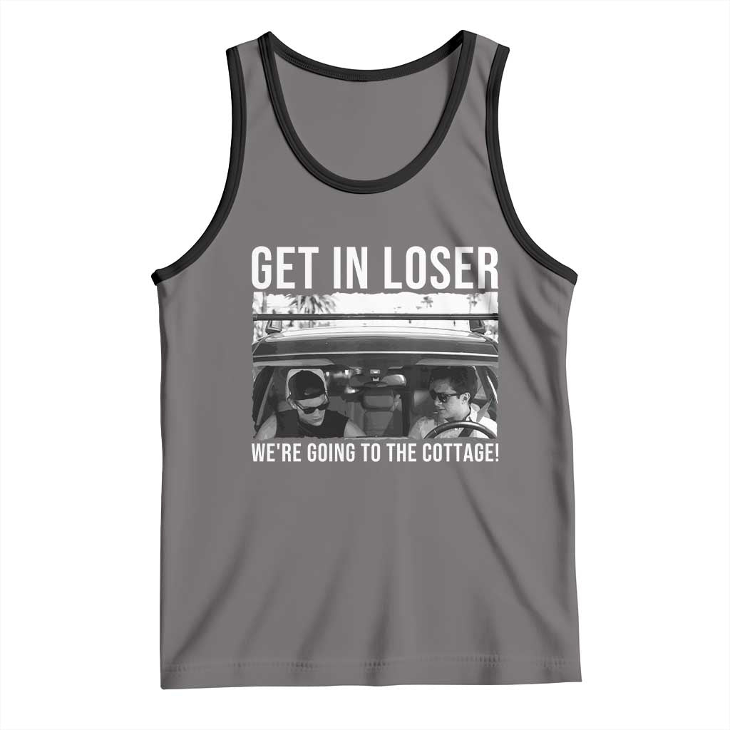Get In Loser We're Going To The Cottage Tank Top Funny Hockey Romance Road Trip Summer TS02 Deep Heather Black Print Your Wear