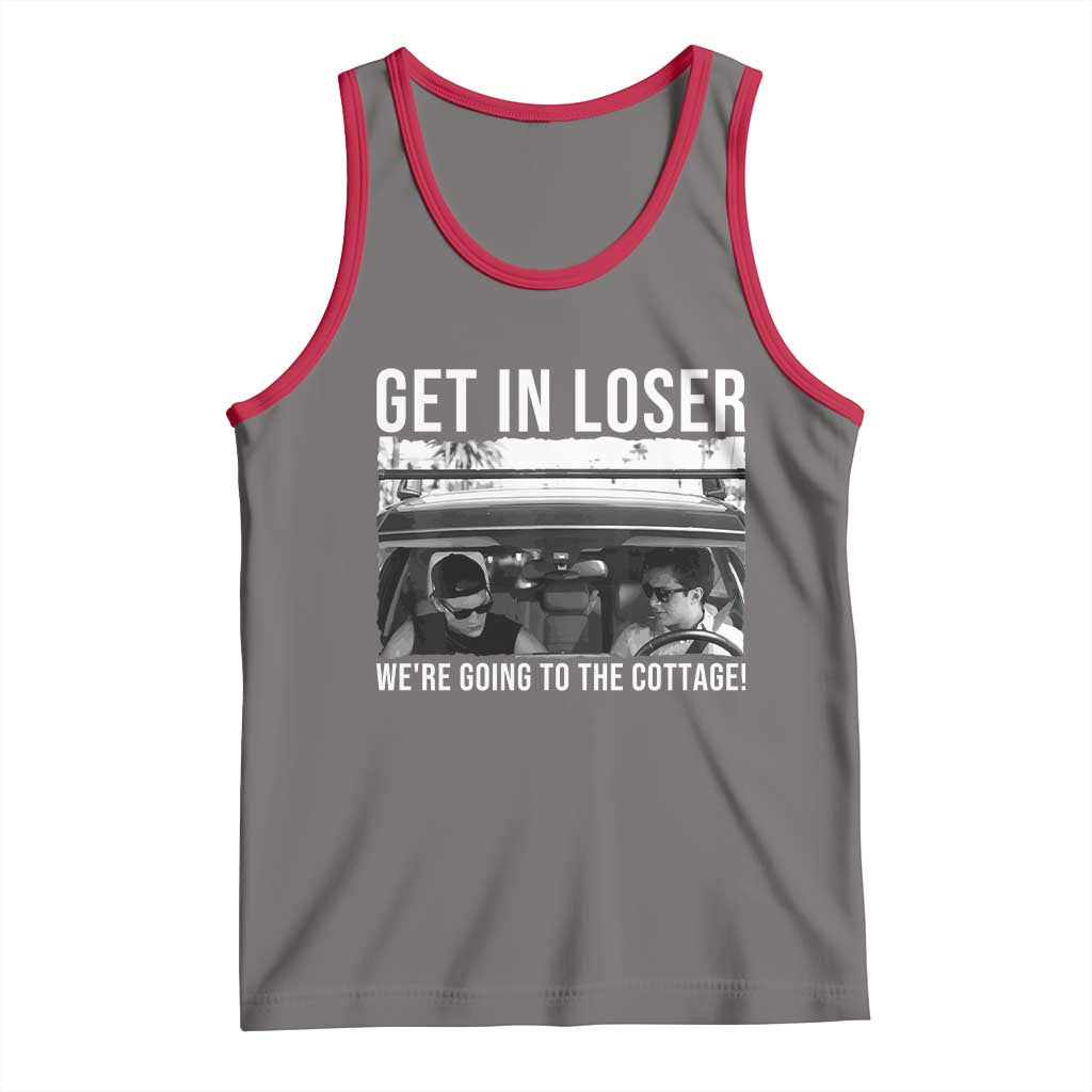 Get In Loser We're Going To The Cottage Tank Top Funny Hockey Romance Road Trip Summer TS02 Deep Heather Red Print Your Wear