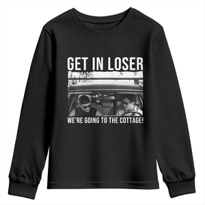 Get In Loser We're Going To The Cottage Youth Sweatshirt Funny Hockey Romance Road Trip Summer TS02 Black Print Your Wear