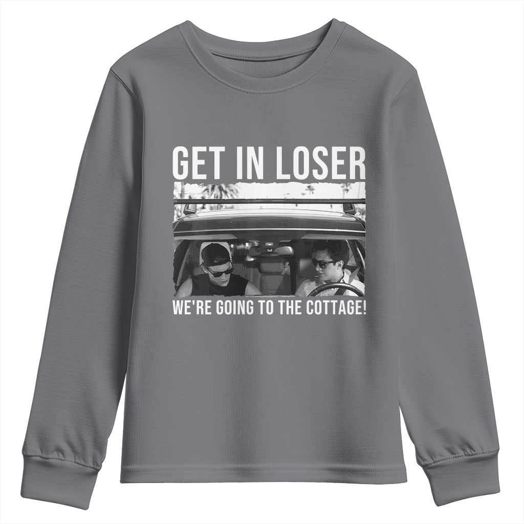 Get In Loser We're Going To The Cottage Youth Sweatshirt Funny Hockey Romance Road Trip Summer TS02 Charcoal Print Your Wear