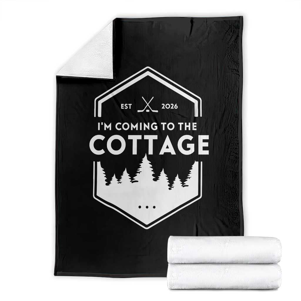 I'm Coming to the Cottage Throw Blanket Rustic Outdoor Retro Forest Hockey Romance TS02 Black Print Your Wear